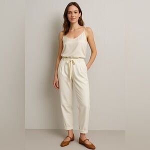 Aritzia Wilfred Allant Pleated Cuffed Trousers Women’s Size 8 Ivory White